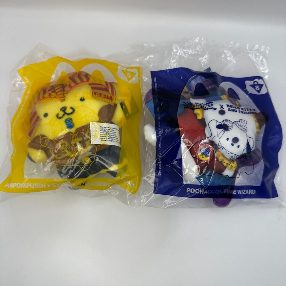 4/$25 - Hello Kitty X‎ Yu Gi Oh! McDonald’s 2 Sealed Plush Collectible Keychains